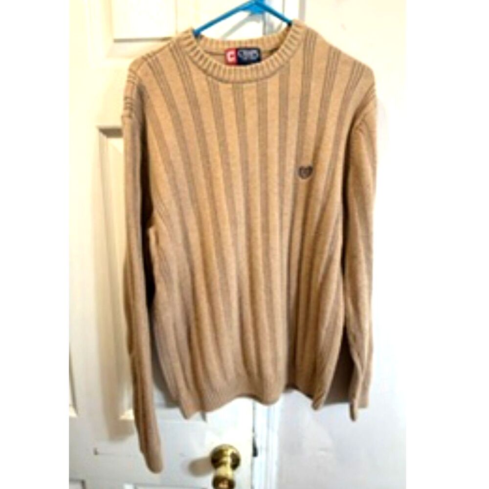 Chaps Tan 100% Cotton Rib Knit Sweater Size Medium